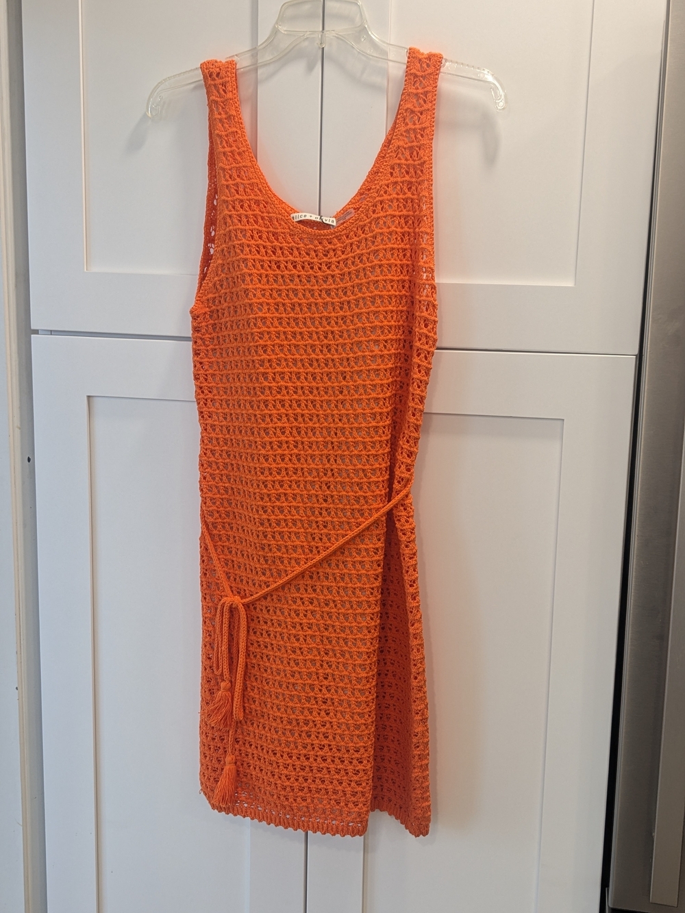 Alice + Olivia Orange Crochet Tank Cover-Up Dress